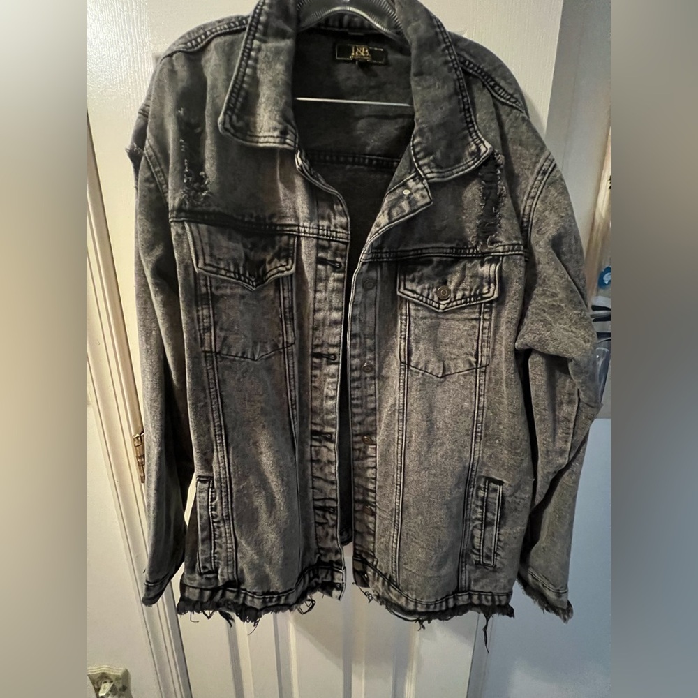 L&B Black Jean Jacket Classic Style